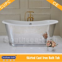 NH-1008-10-8k Cast Iron Bath Tub stainless steel skirt with specular gloss finished